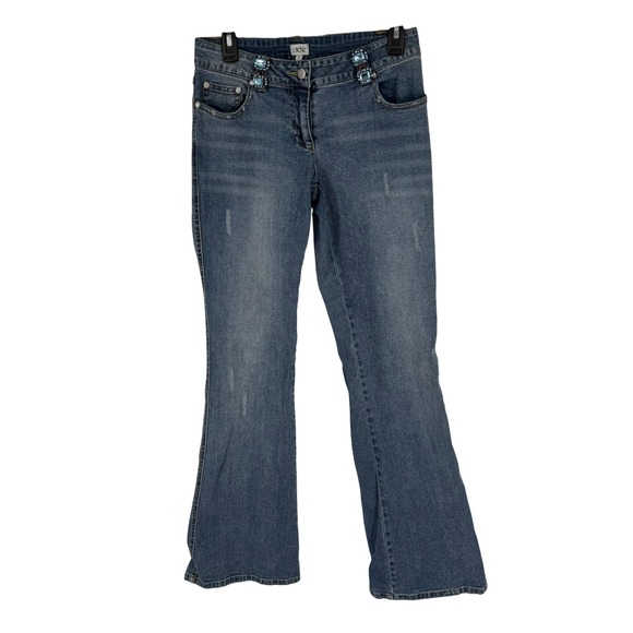 Cache Denim - Cache Low Rise Bootcut Jeans Womens 4 Blue Rhinestone Jewel‎ Embellished Y2K